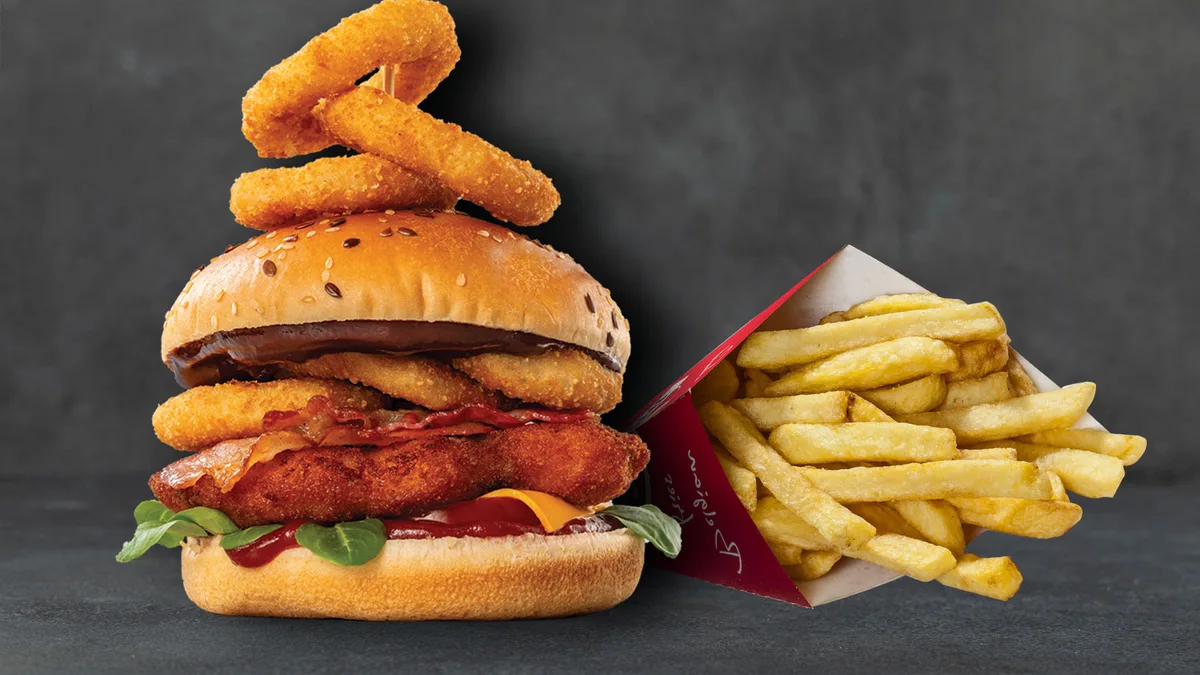 Cowboy csibe burger választható krumplival