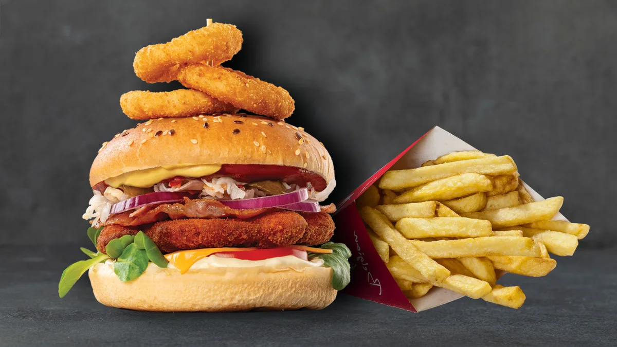 Csibe betyár burger választható krumplival