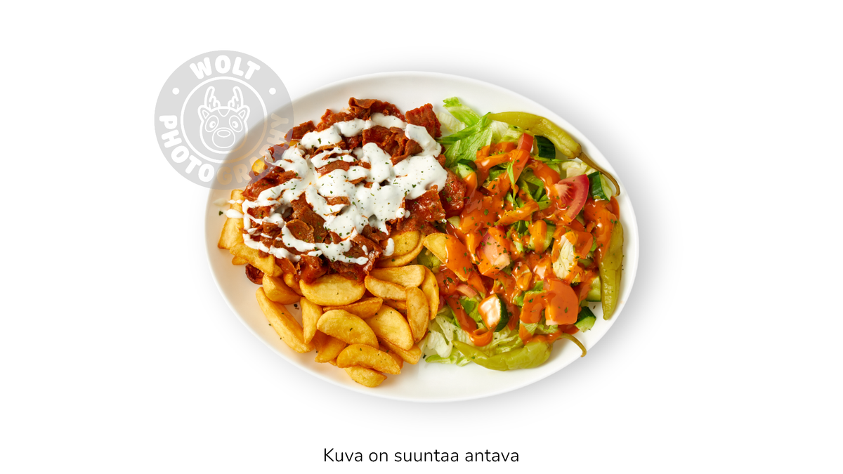 K5. Kebab lohkoperunoilla