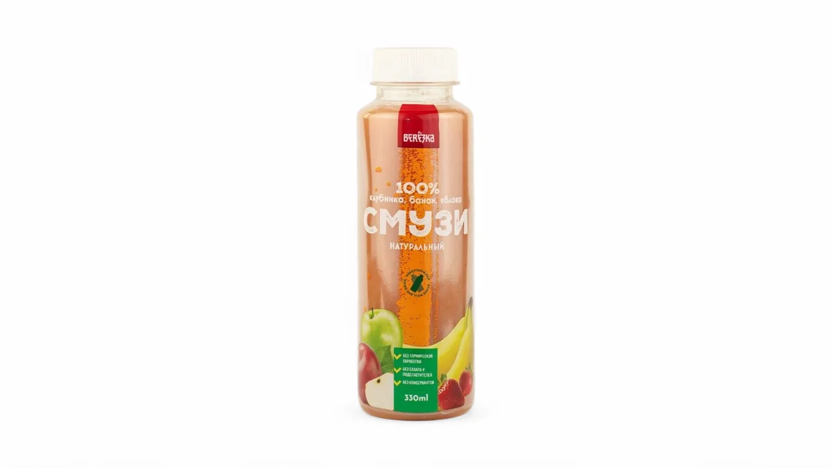 100% Natural Smoothie Strawberry, Banana, Apple Berezka 330ml