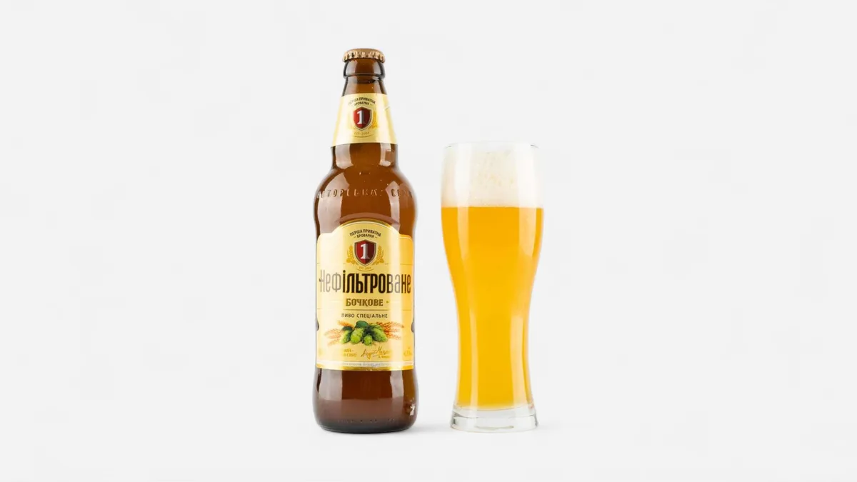Pasteurized Unfiltered Light Beer Persha Privatna Brovarnya 500ml