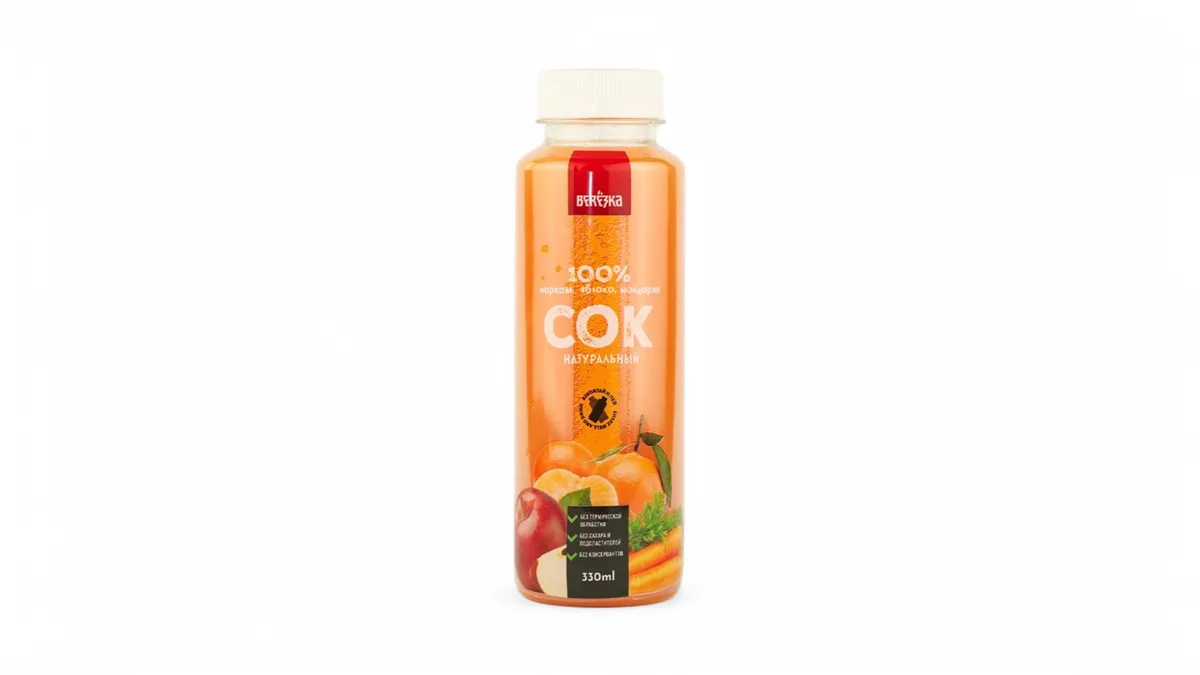 100% Natural Juice Carrot, Apple, Mandarin Berezka 330ml
