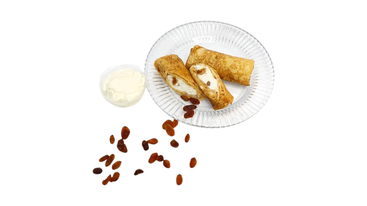 Crepes With Cottage Cheese And Raisins 2pcs