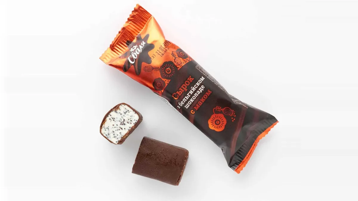 Glazed Curd Cheese In Belgian Chocolate With Poppy Seeds Svalya 40g
