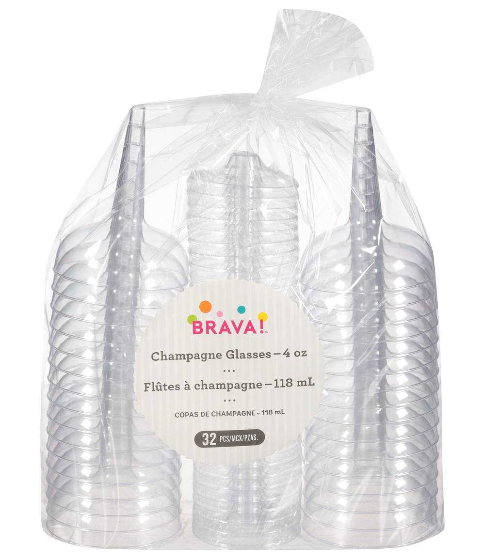 Brava Champagne Disposable Glasses 4 oz Capacity (32 ct)