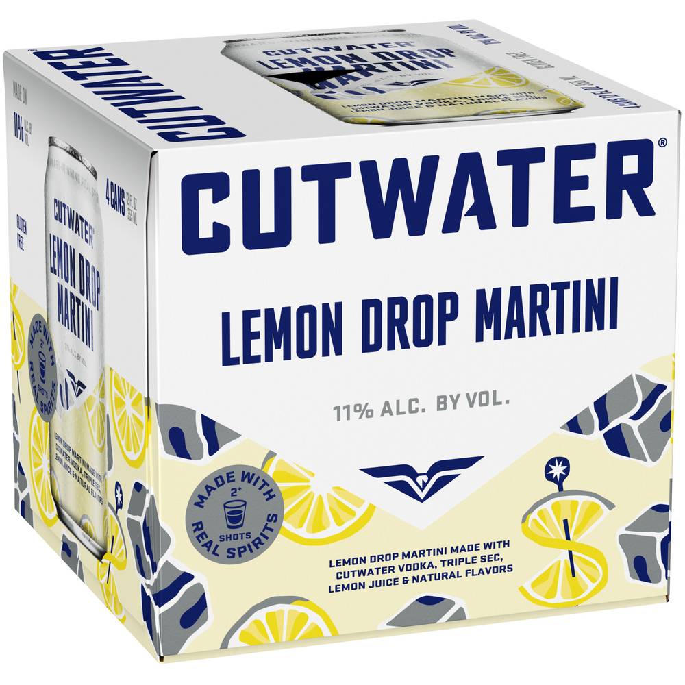Cutwater Spirits Vodka Martini Cocktails, Lemon Drop (4 x 12 fl oz)