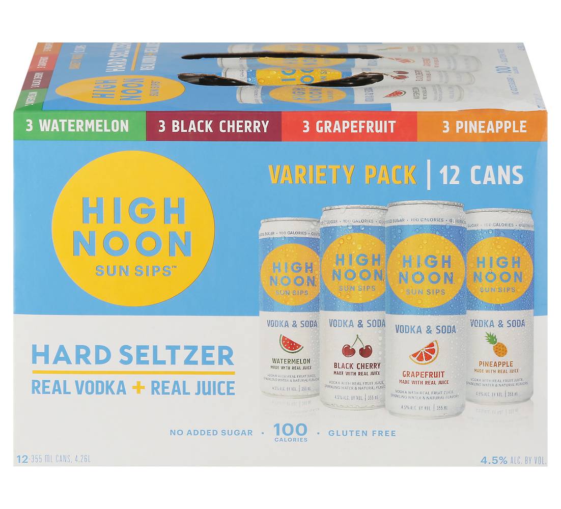 High Noon Sun Sips Hard Seltzer Variety pack, Assorted (12 x 355 ml)