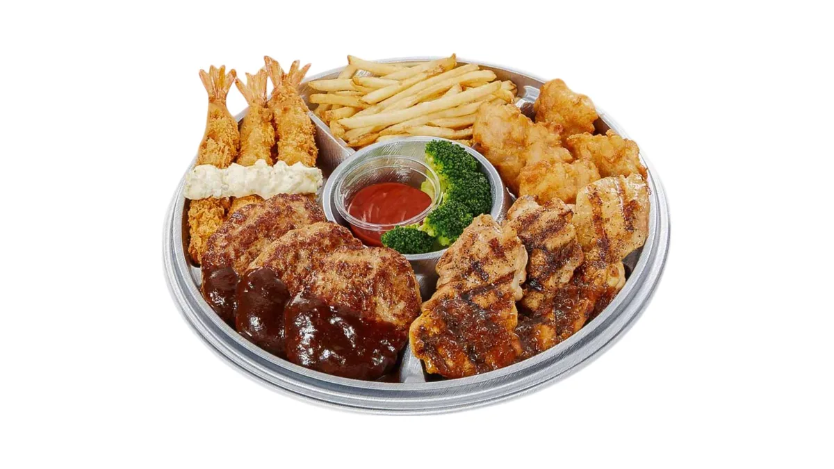 【911】手ごねハンバーグ＆グリルチキンのパーティプレート