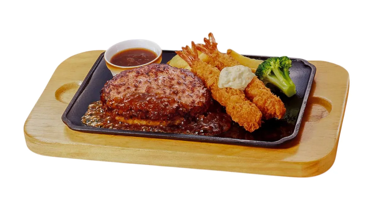 【927】単品手ごねハンバーグ＆エビフライ