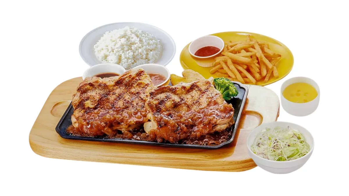 【943】倍盛直火焼きグリルチキン弁当  コーンスープ・フライドポテトセット