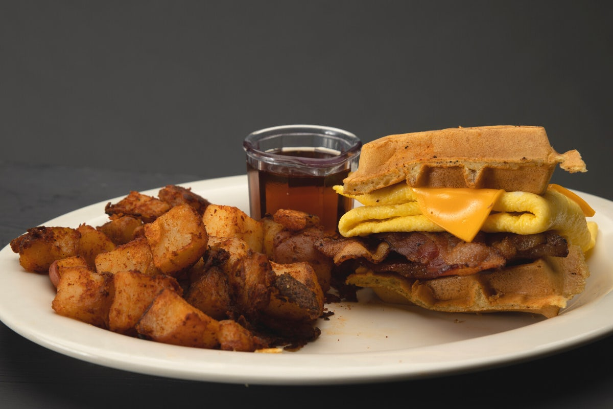 Bacon Egg and Cheese Waffle Sandwich