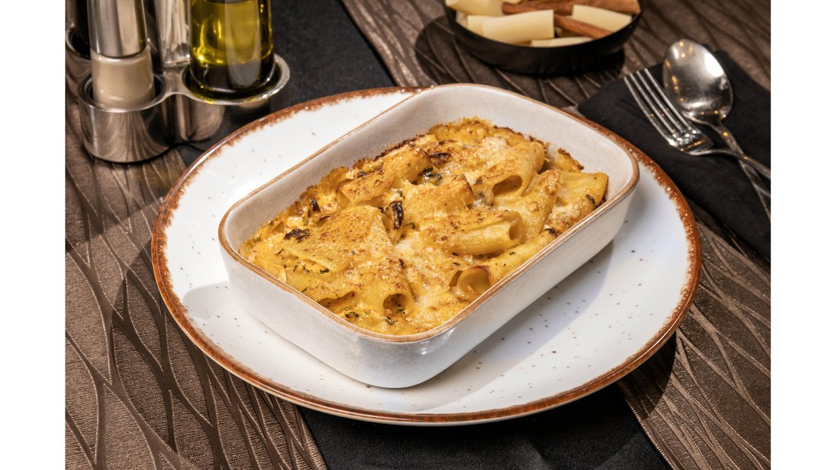 Rigatoni la cuptor cu pui și ciuperci