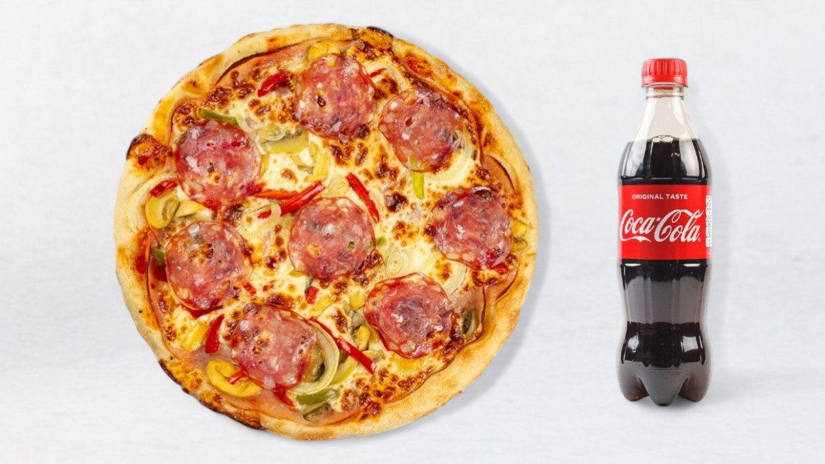 Mixed pizza and Coca-Cola 0.5 l