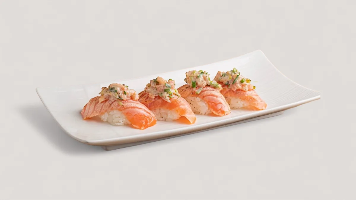 S239. Sake Tatare On Fire 4pcs.