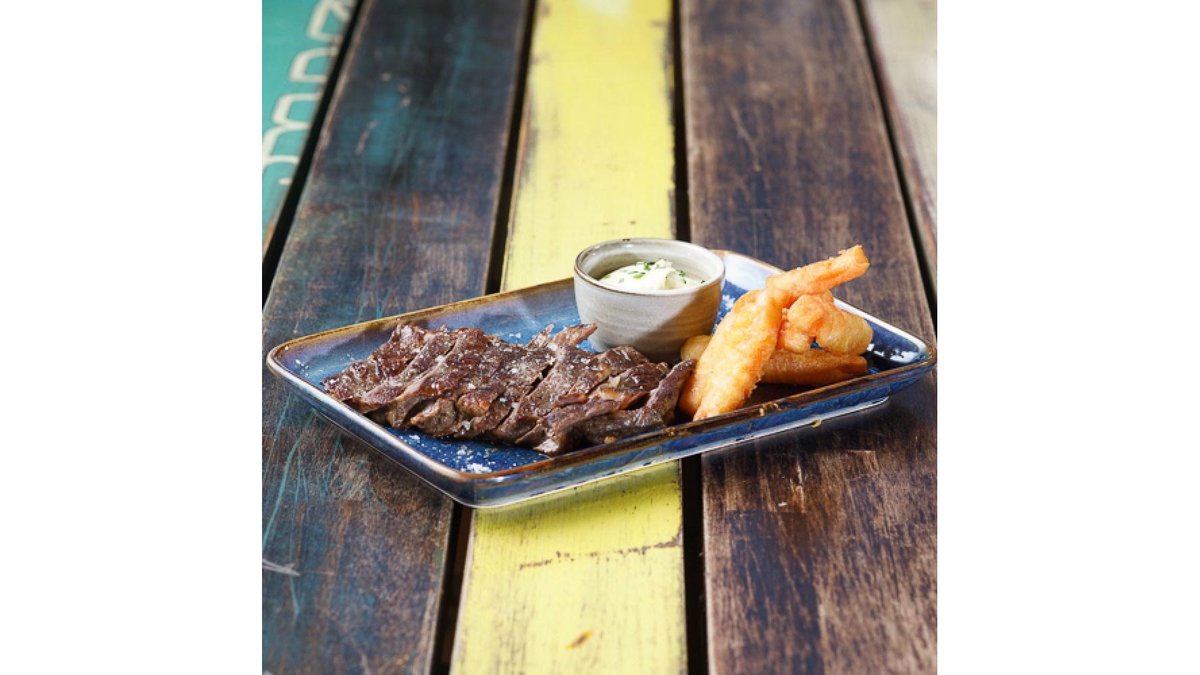 Grilled Beef Steak with Wedges Potatoes