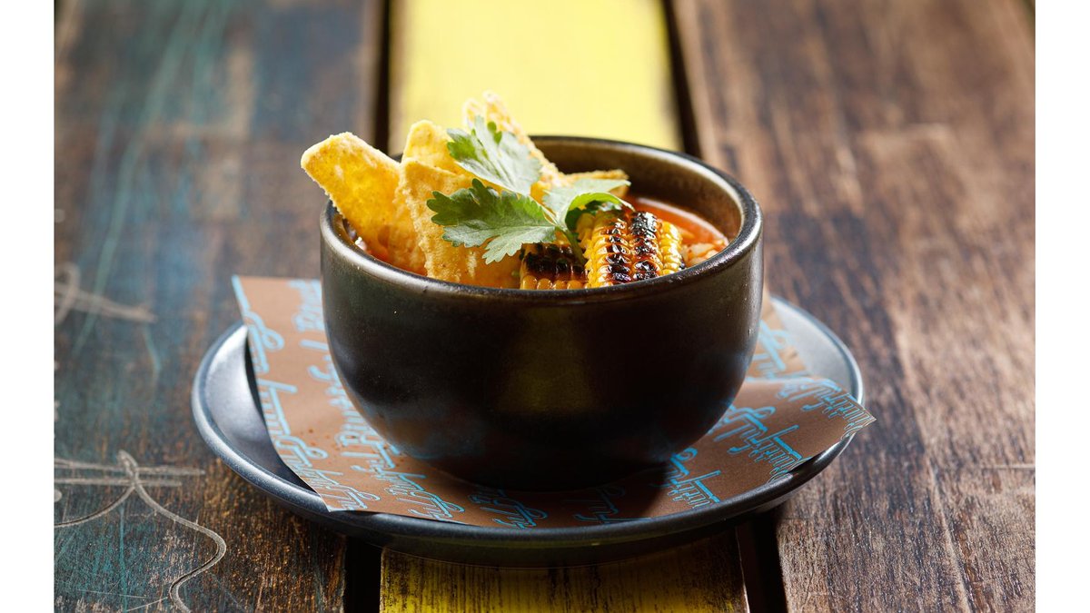 Mexican Tomato Soup with Corn and Pecorino Cheese