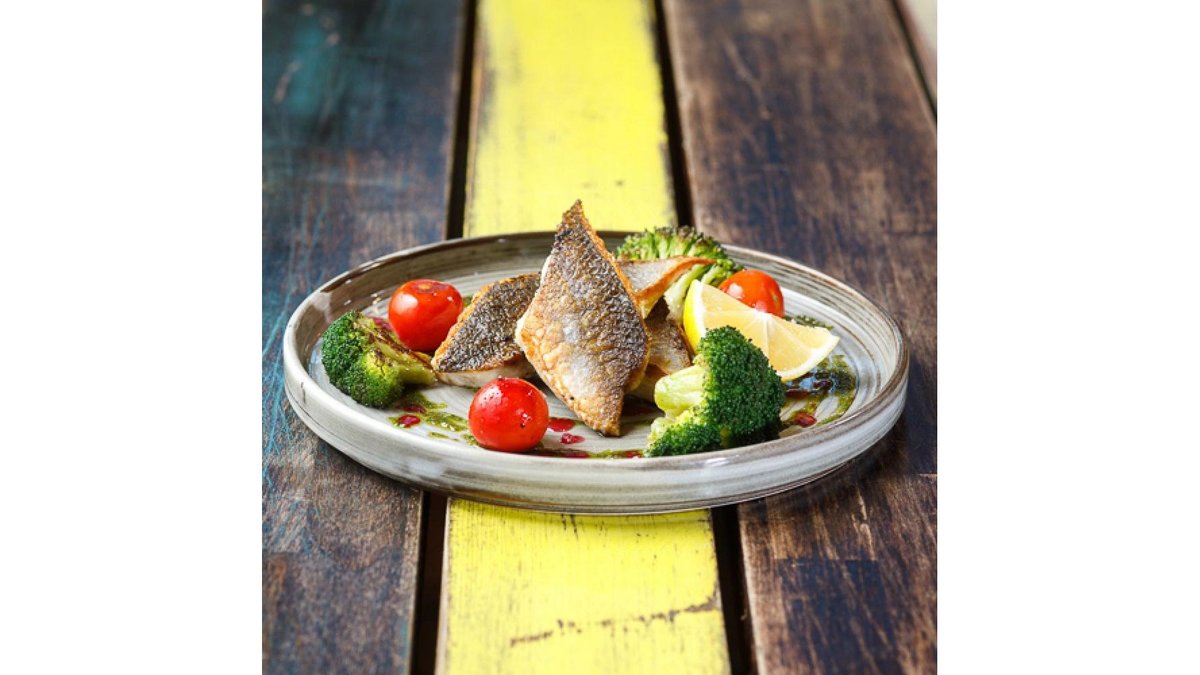 Sea Bass with Grilled Tomatoes and Broccoli