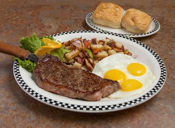 10 oz New York Steak and Eggs