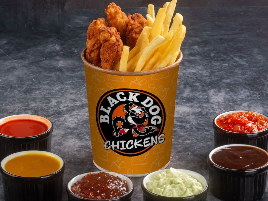 Balde Chickens 4 Tiras Fritas e 1 Molho