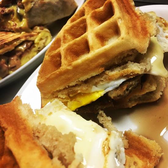 Maple Sausage Waffle Sandwich