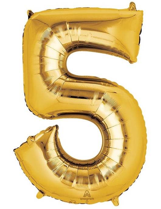 33'' Gold Number 5 Balloon