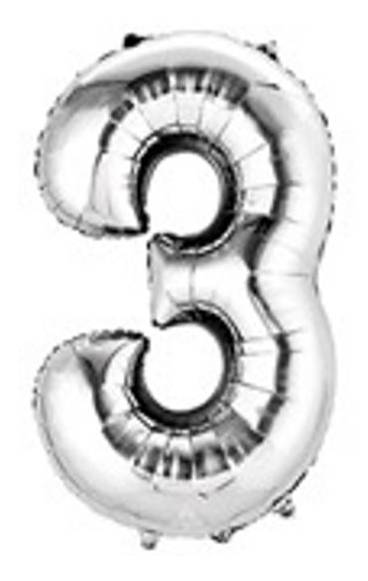 34'' Silver Number 3 Balloon