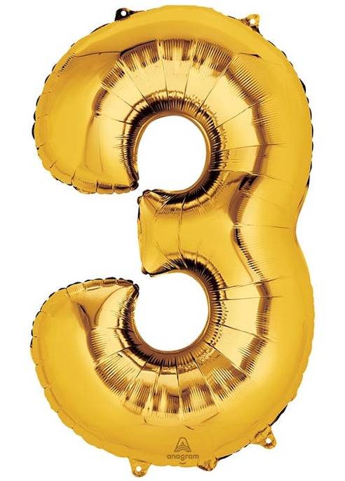 34'' Gold Number 3 Balloon