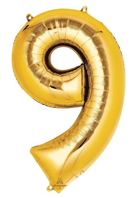 34'' Gold Number 9 Balloon
