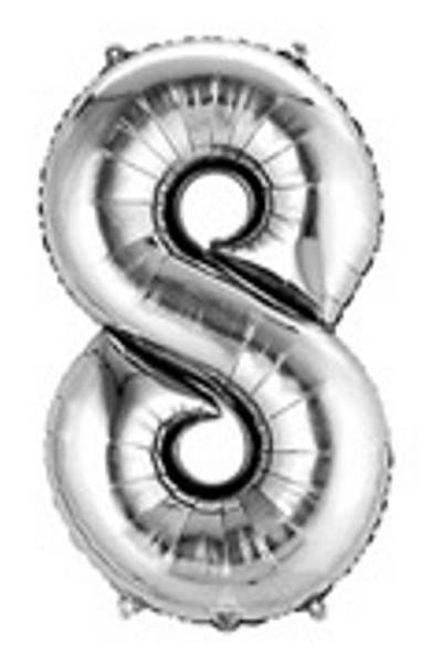 34'' Silver Number 8 Balloon