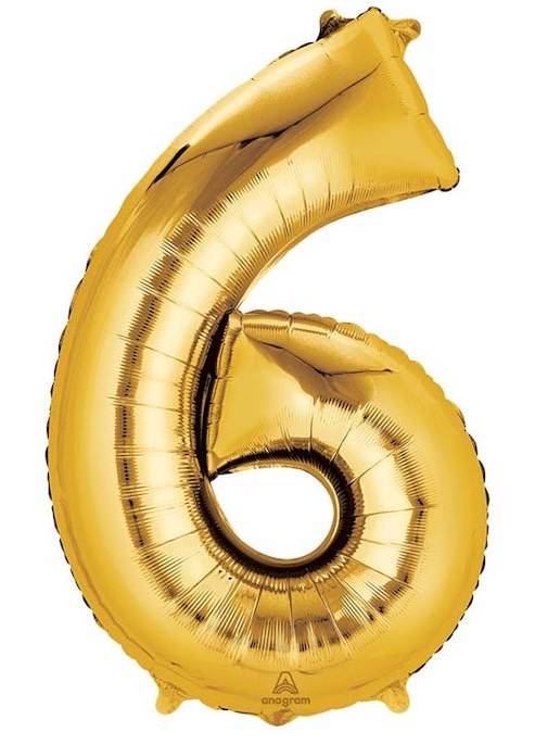 34'' Gold Number 6 Balloon