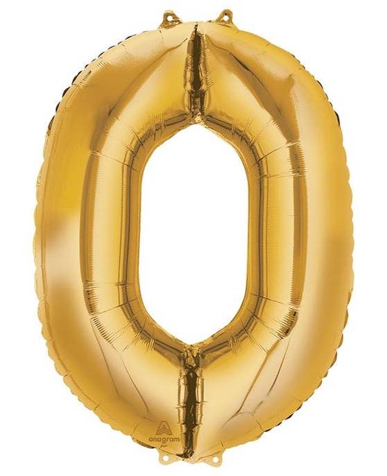 35'' Gold Number 0 Balloon