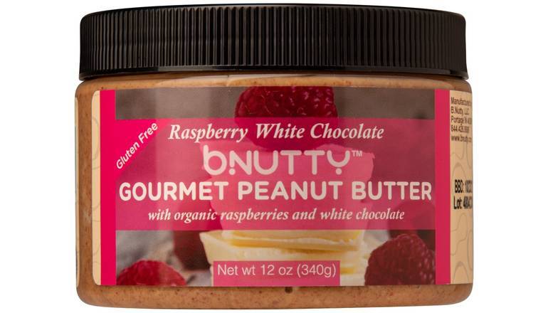 BNutty Raspberry White Chocolate Peanut Butter (12 0z Jar)