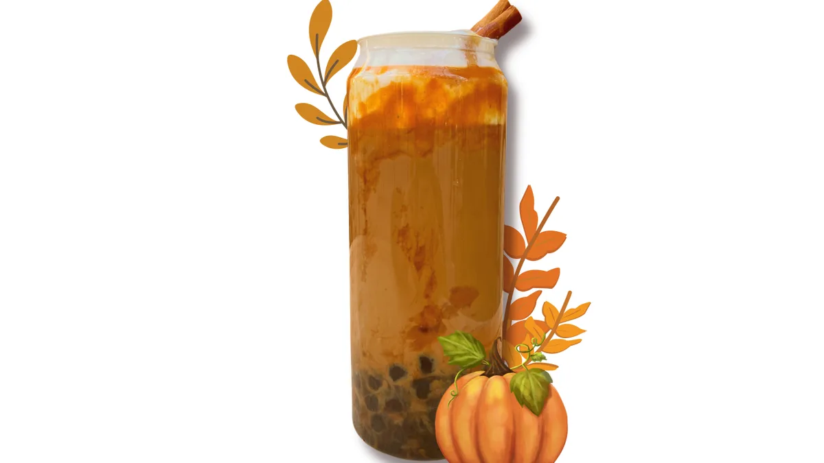 Spooky pumpkin Boba Coffee