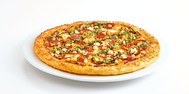 Pepperoni and Feta Pesto Pizza