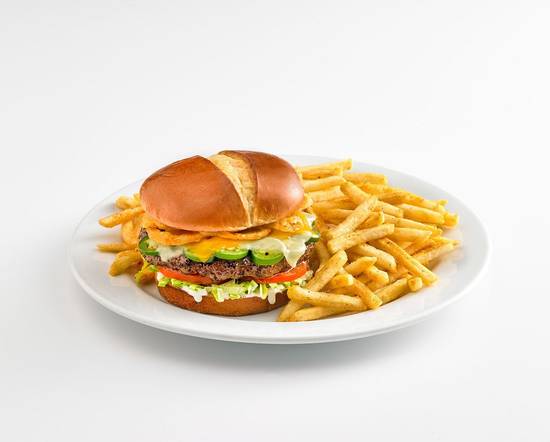 Jalapeño and Onion Straw Burger