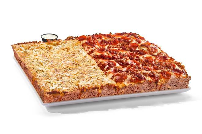 NEW Half Cheesy Bread and Half Pepperoni and Bacon Squarefooter (Squarefooters)
