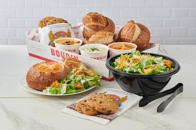 Salad and Bread Bowl Soup Family Meal for 2