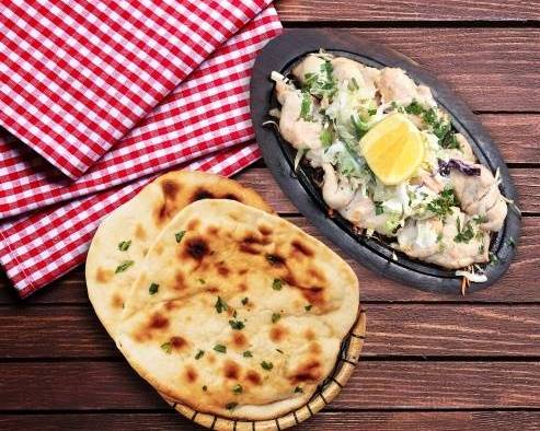 Cream Chicken Kebab and Naan Bread