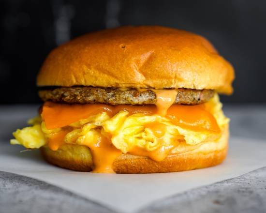 Brioche, Sausage, Egg, and Cheddar