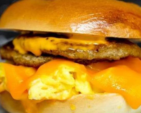 Kaiser Roll, Sausage, Egg, and Cheddar