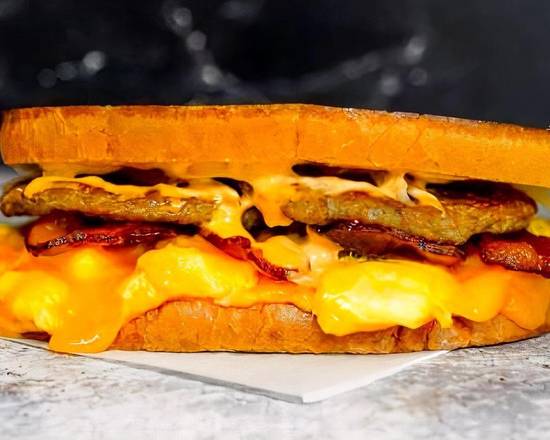 Sourdough, Bacon, Sausage, Egg, and Cheddar