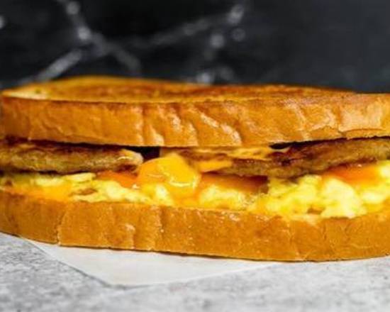 Sourdough, Sausage, Egg, and Cheddar