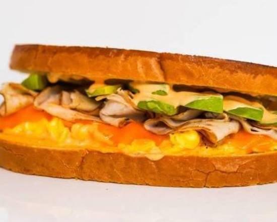 Sourdough, Smoked Turkey, Avocado, Egg, and Cheddar