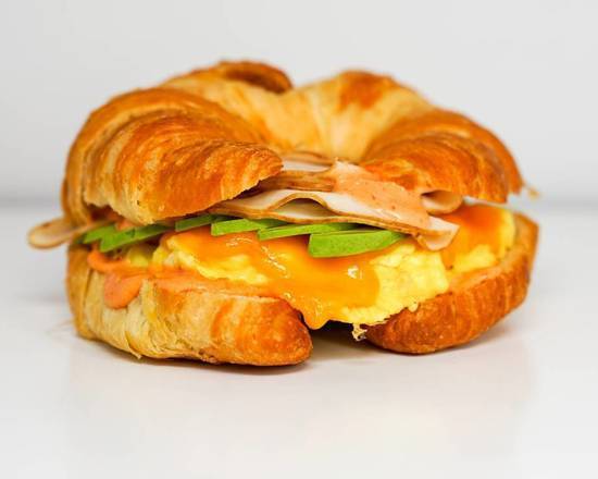 Croissant, Smoked Turkey, Avocado, Egg, and Cheddar