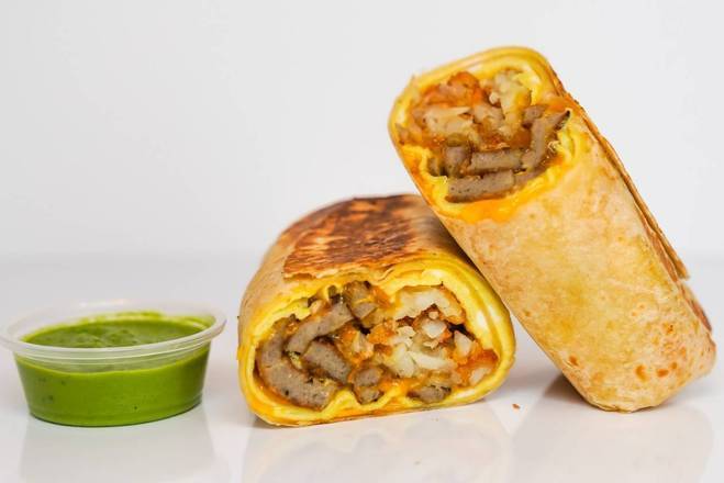 Sausage, Egg, and Cheddar Breakfast Burrito