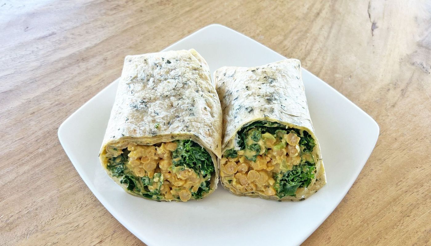 Curried Chickpeas and Kale Wrap