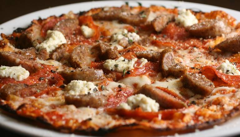 Sausage, Pepperoni and Ricotta Flatbread