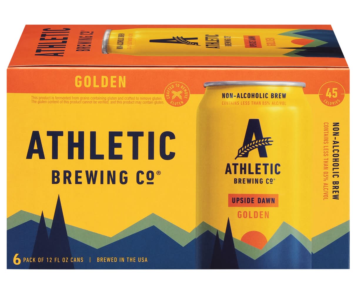 Athletic Brewing Co. Non Alcoholic Golden Beer, Upside Dawn (6 x 12 fl oz)