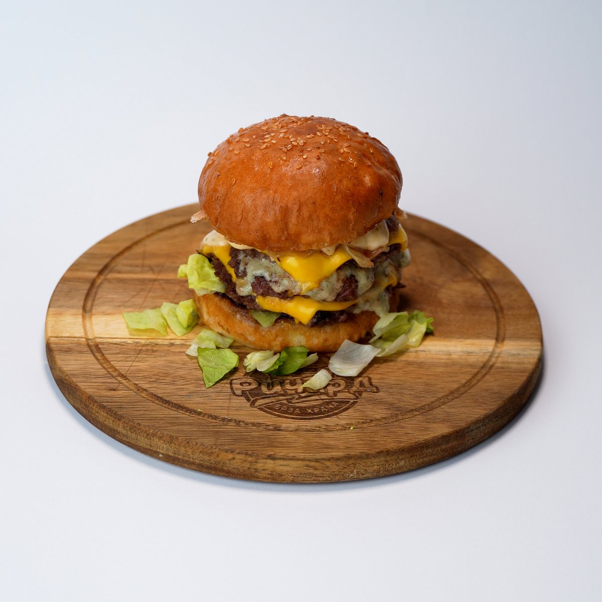 Blue cheese and bacon burger double double