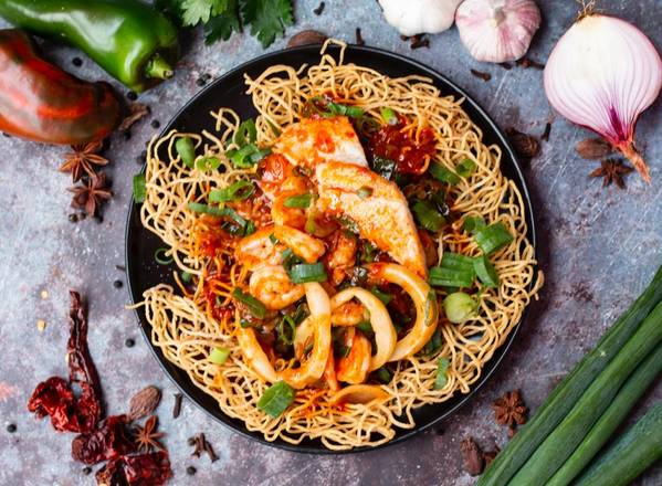 Hong Kong Crispy Seafood Noodles
